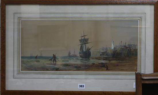 W. L. Leith, watercolour, harbour scene, signed, 23 x 54cm